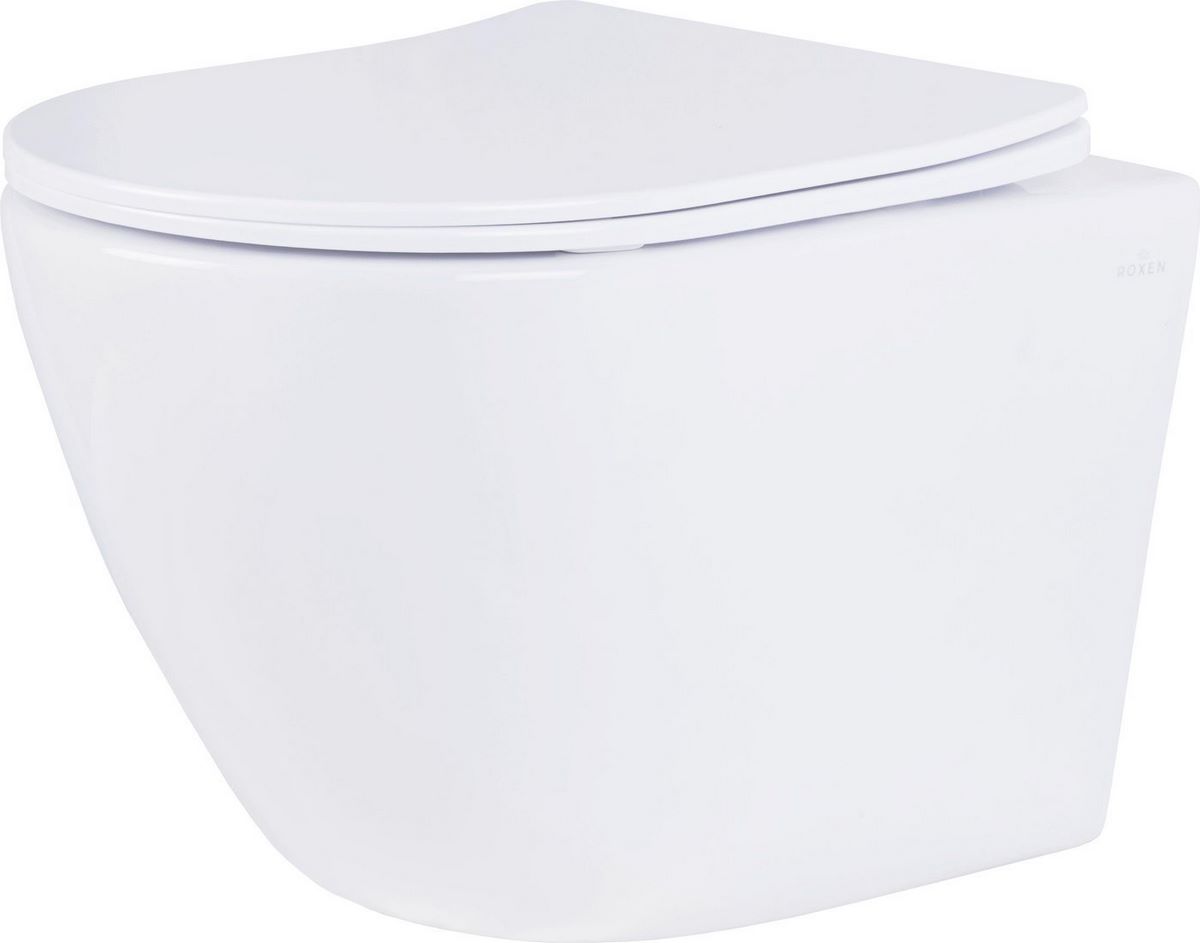 Унитаз подвесной Roxen Antares в комплекте с инсталляцией Asten Readle Zentralmodul AR0601-185B с черной матовой кнопкой - фото2