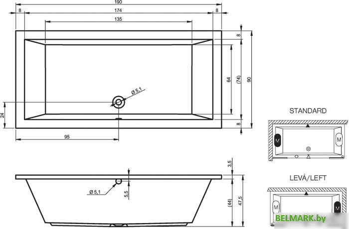Ванна Riho Lusso 190x90 - фото2