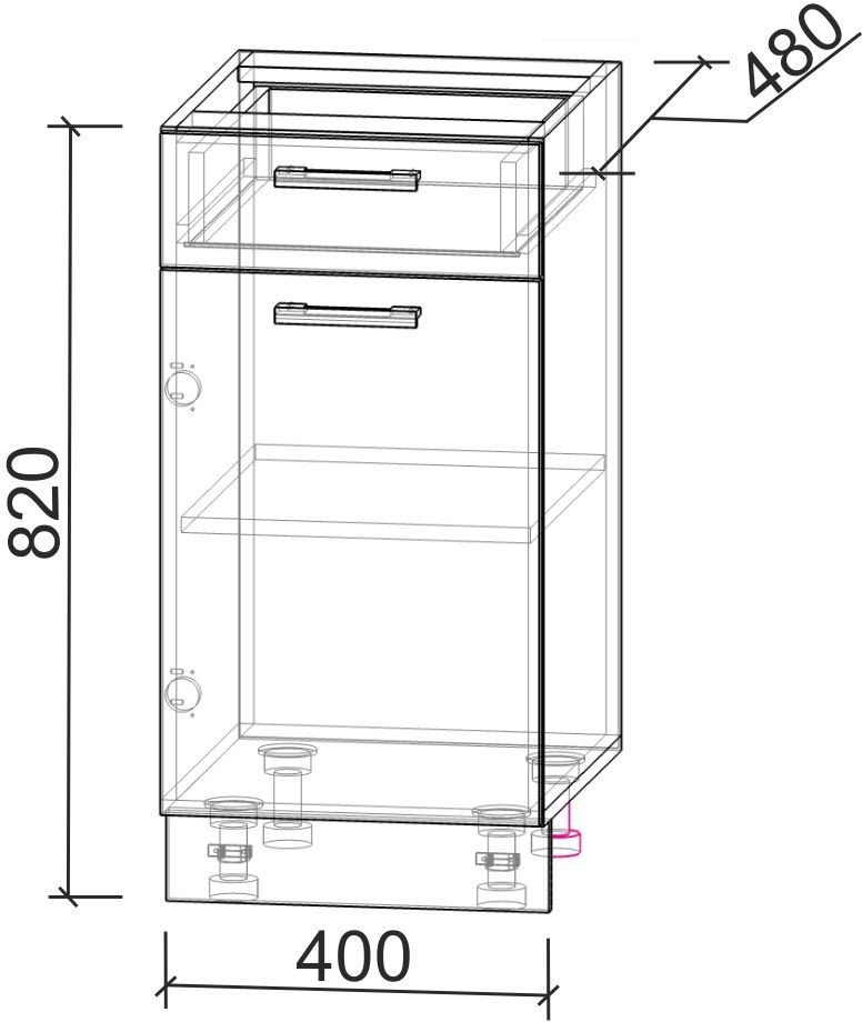 Шкаф напольный Интерлиния Компо НШ40рш1 (белый платинум) - фото2