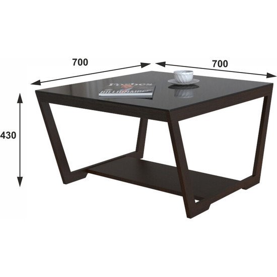 Журнальный столик Мебелик BeautyStyle 1 (венге/стекло черное) - фото2