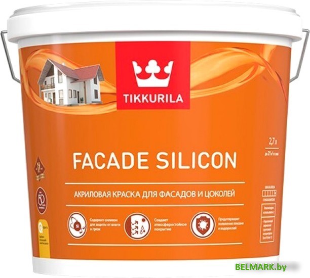 Краска Tikkurila Facade Silicon VVA Фасадная 9 л (глубокоматовый) - фото