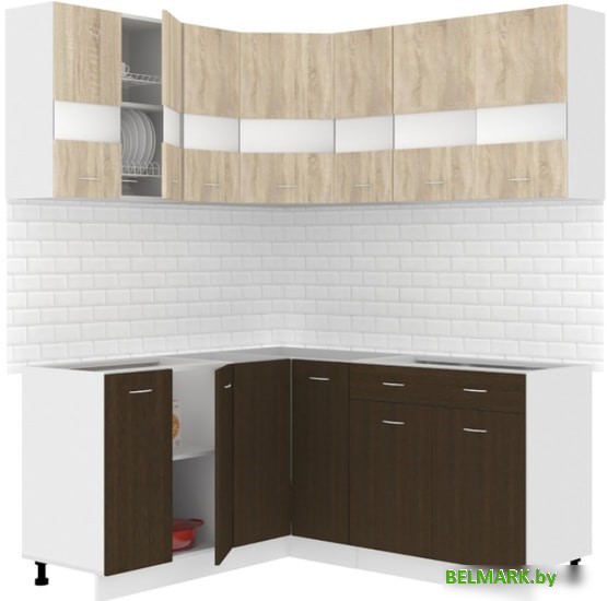 Готовая кухня Кортекс-мебель Корнелия Экстра 1.5x1.7 без столешницы (дуб сонома/венге) - фото