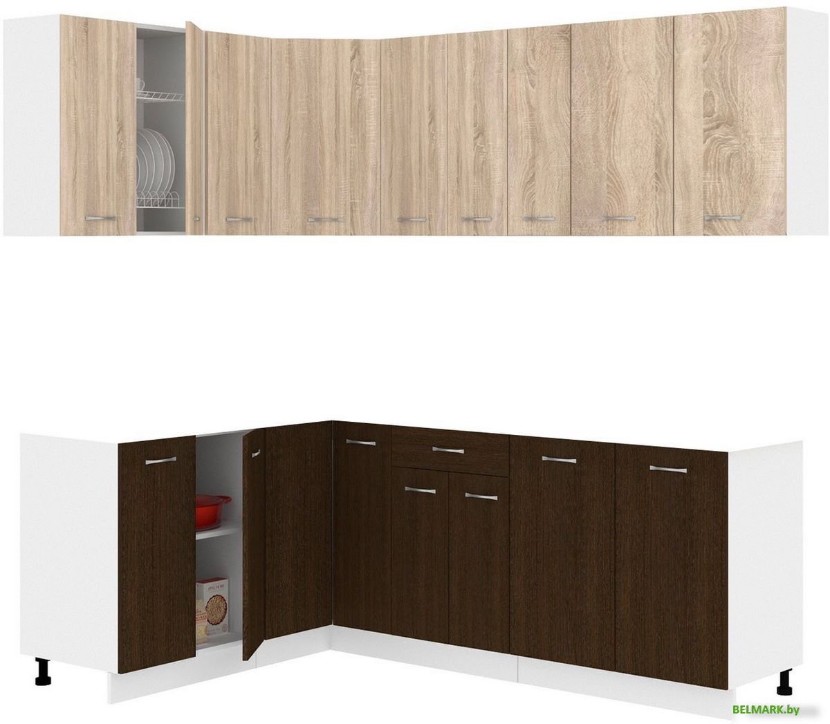 Готовая кухня Кортекс-мебель Корнелия Лира 1.5x2.2 без столешницы (дуб сонома/венге) - фото