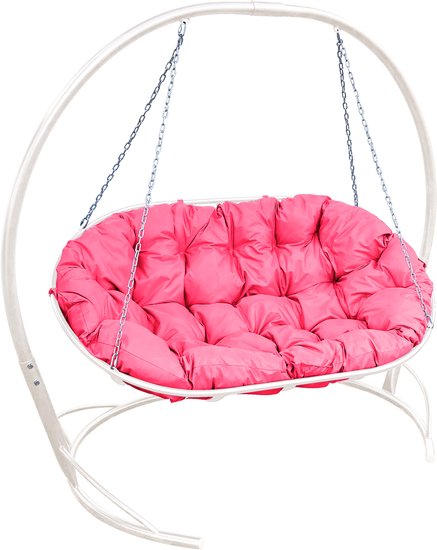 Подвесной диван M-Group Мамасан 12120108 (белый/розовая подушка) - фото