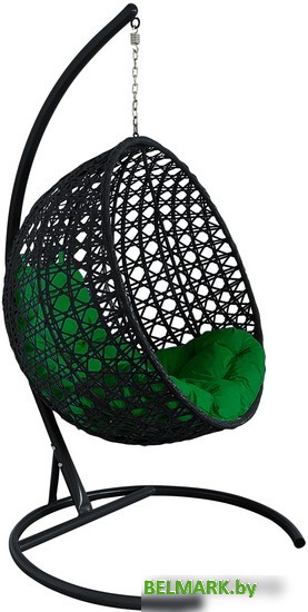 Подвесное кресло M-Group Круг Люкс 11060404 (черный ротанг/зеленая подушка) - фото