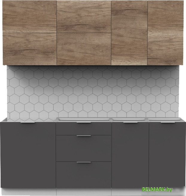 Готовая кухня Интермебель Микс Топ-35 2.0м без столешницы (дуб каньон/графит серый) - фото