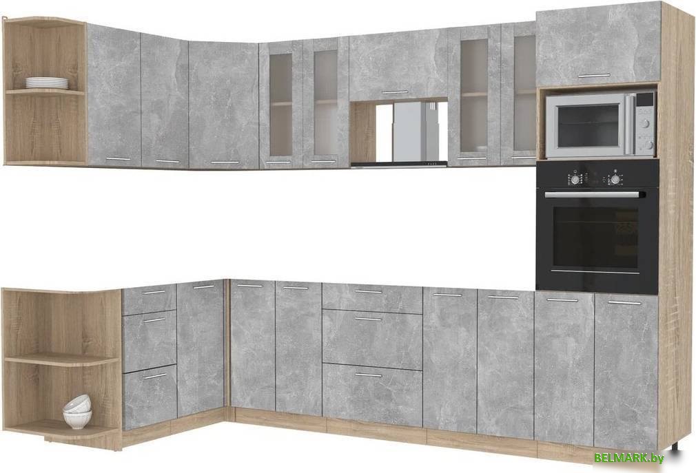Готовая кухня Интерлиния Мила 1.68x3.0 левая без столешницы (бетон/бетон) - фото