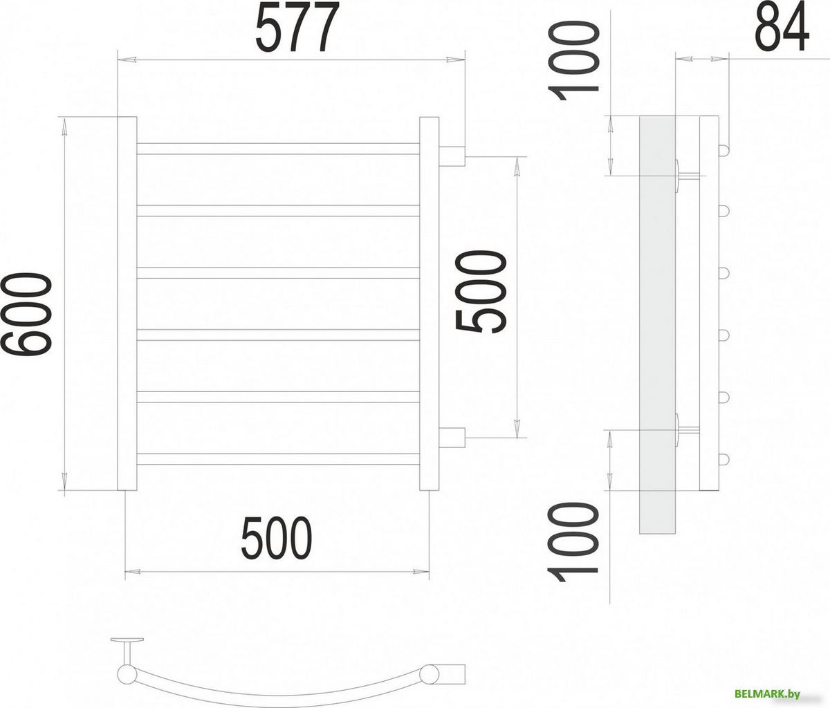Полотенцесушитель TERMINUS Классик П6 500x600 бп (сатин) - фото2