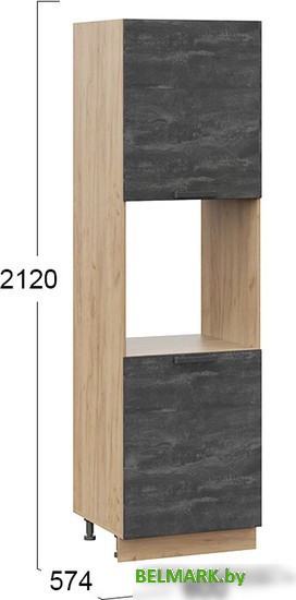 Шкаф-пенал Трия Детройт 1П6 (дуб крафт золотой/угольный камень) - фото2