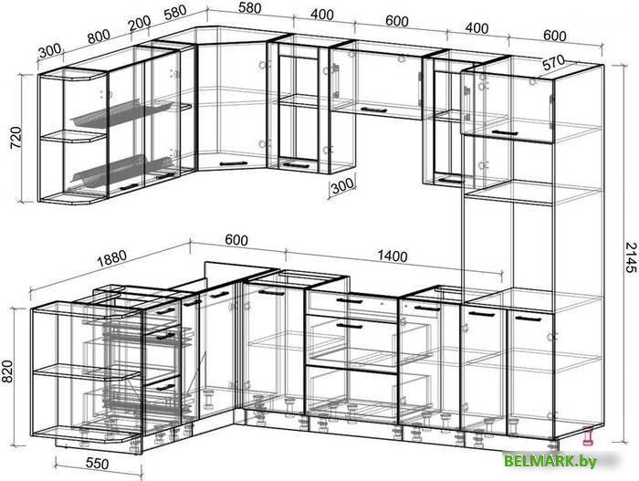 Готовая кухня Интерлиния Мила 1.88x2.6 левая без столешницы (серебристый/дуб золотой) - фото2