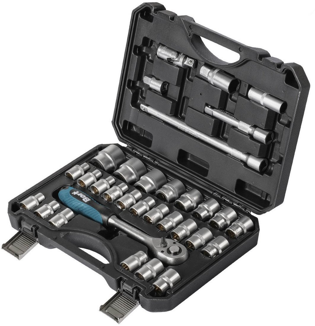 Набор трещотка с головками Bort BTK-33 (33 предмета) - фото