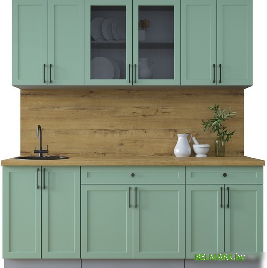 Готовая кухня Интерлиния Тренд 2.0А (мята/мята/дуб бунратти) - фото