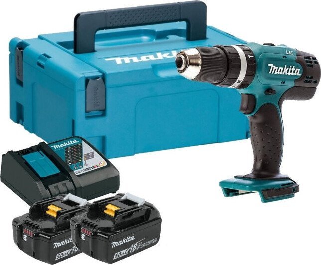Ударная дрель-шуруповерт Makita DHP453RTJ (с 2-мя АКБ, кейс) - фото