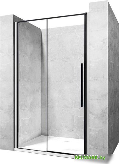 Душевая дверь Rea Solar 90 (черный/прозрачное стекло) - фото