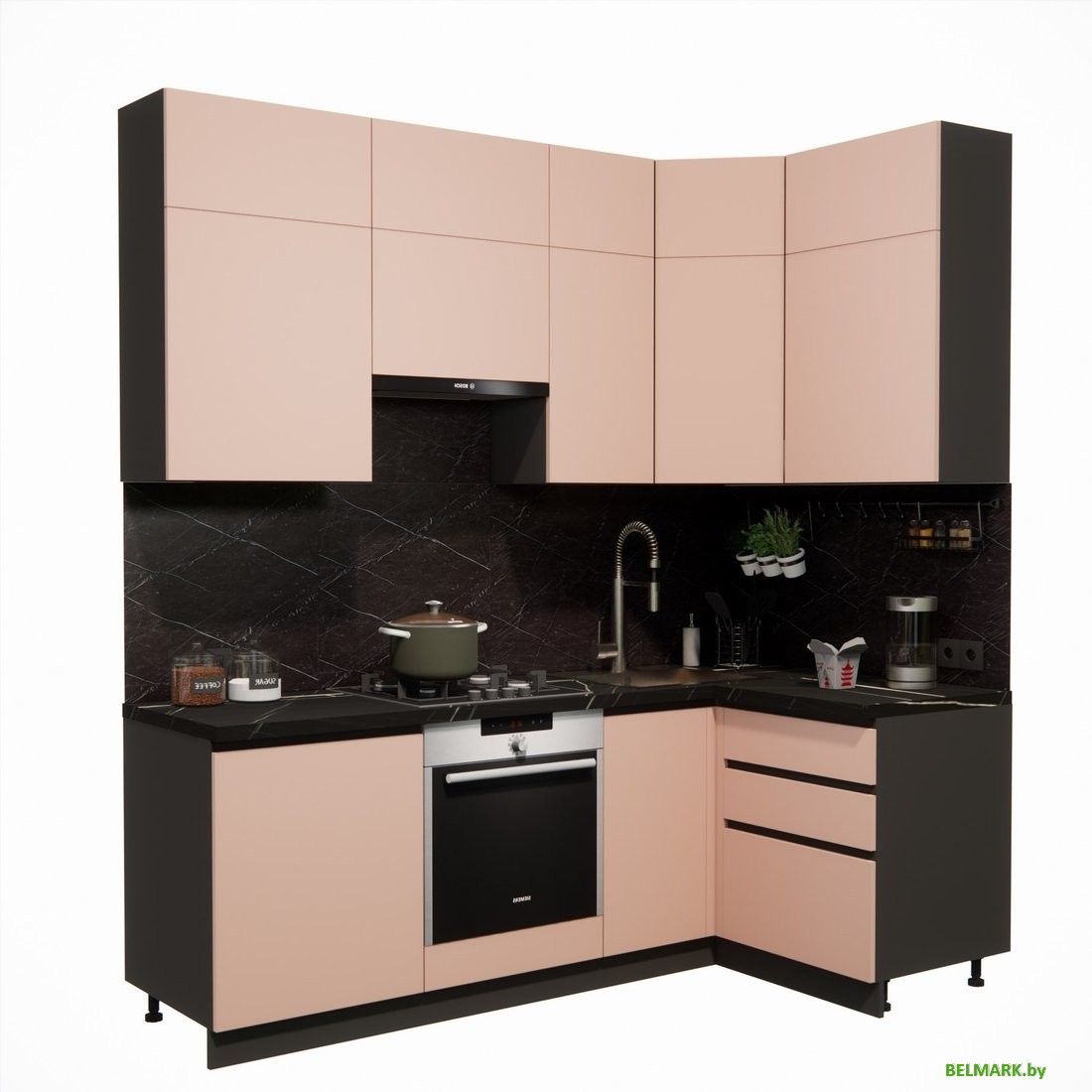 Готовая кухня ВерсоМебель Эко Премиум 1.2x2.2 правая (пудровый/ст. тунис) - фото