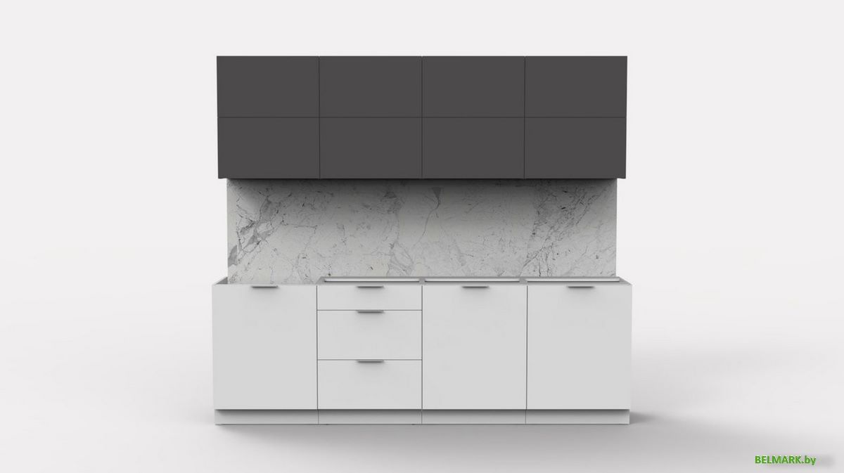 Готовая кухня Интермебель Микс Топ-38 2.4м без столешницы (графит серый/белый премиум) - фото2