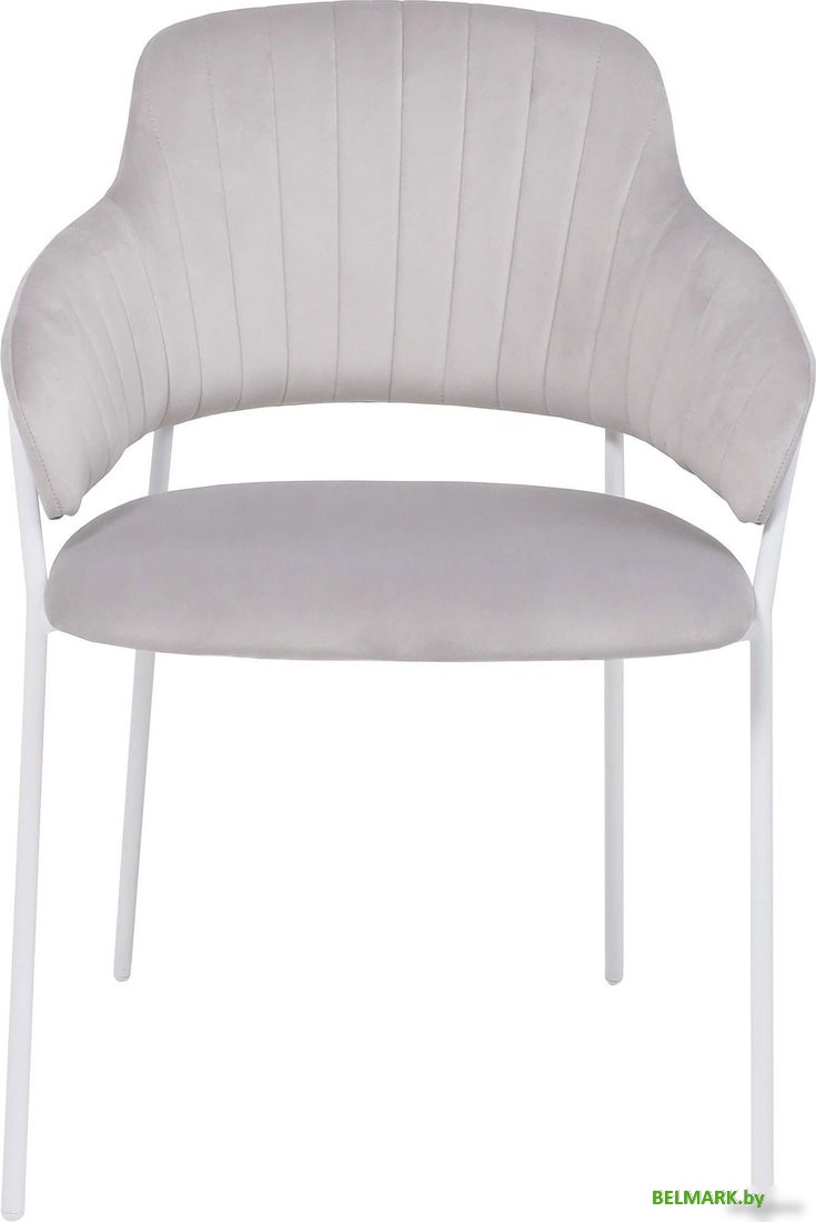 Стул с подлокотниками Алвест AV 448 (светло-серый бархат H-09/белый) - фото2