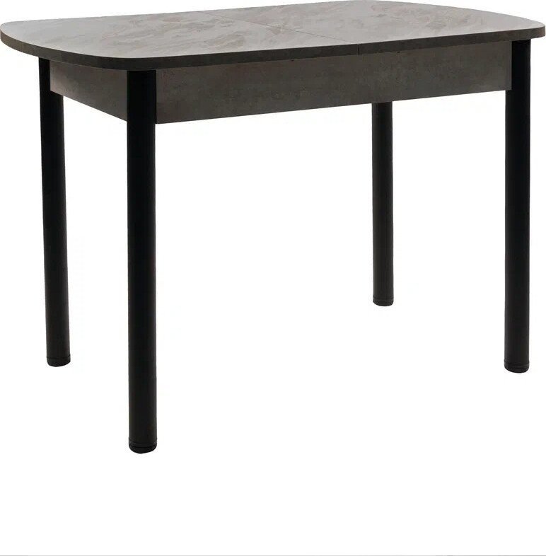Кухонный стол ВВР Прямоугольный раздвижной (пластиковый Лавант/бетон серый/черный прямой 110-150/70) - фото