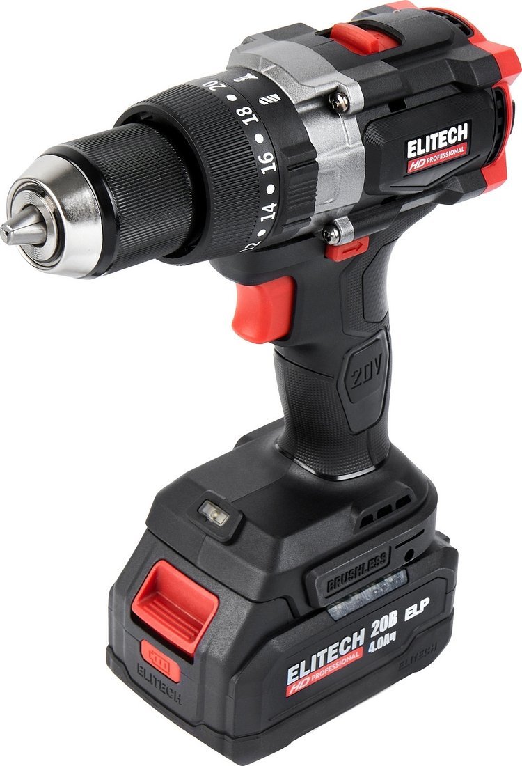 Ударная дрель-шуруповерт ELITECH CD 20BL2 E2201.042.02 (с 2-мя АКБ, кейс) - фото2