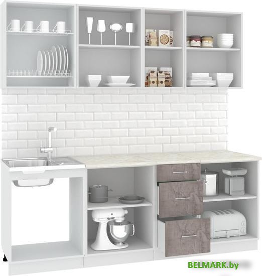 Кухня Кортекс-мебель Корнелия Лира 2.2м (капучино/оникс/мадрид) - фото2