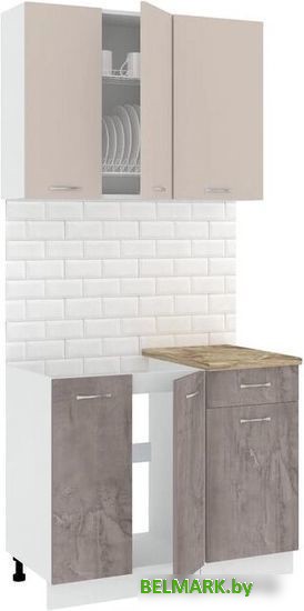 Готовая кухня Кортекс-мебель Корнелия Лира-лайт 1м (капучино/оникс/мадрид) - фото
