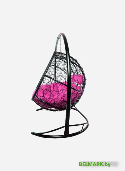 Подвесной диван M-Group Лежебока 11180408 (с черным ротангом/розовая подушка) - фото2