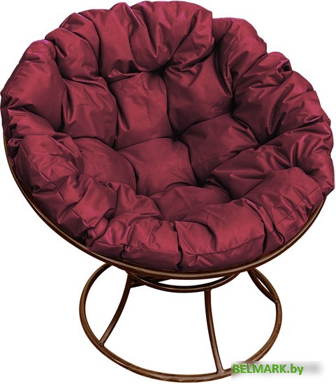 Кресло M-Group Папасан 12010202 (коричневый/бордовая подушка) - фото