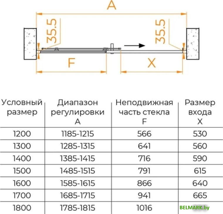Душевая дверь RGW PA-017 R 350801716-21 (хром/матовое стекло) - фото2