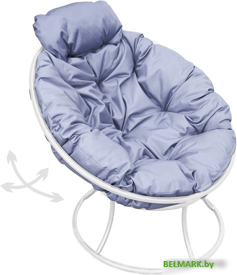 Кресло M-Group Папасан пружинка мини 12080109 (белый/серая подушка) - фото