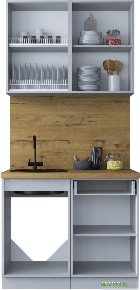 Готовая кухня Интерлиния Мила Шато 1.0Б (луна/луна/бискайская сосна) - фото2