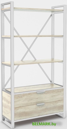 Стеллаж Hype Mebel Стандарт Люкс 80x170 (белый/древесина белая) - фото