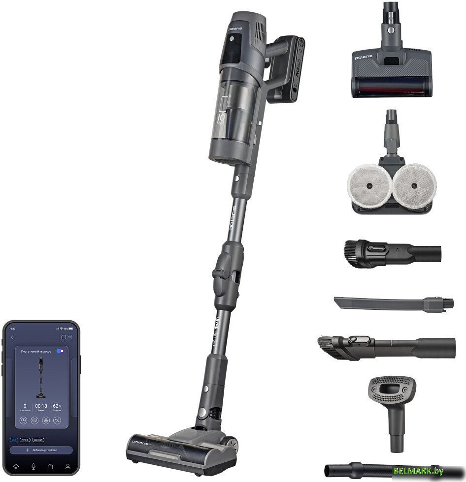 Пылесос Polaris PVCS 6020 Cyclonic Way PRO Wi-Fi IQ Home (серый) - фото