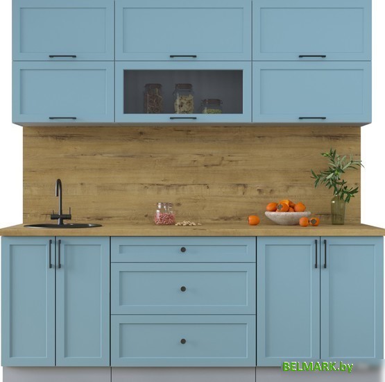 Готовая кухня Интерлиния Тренд 2.1Б (океан/океан/дуб бунратти) - фото