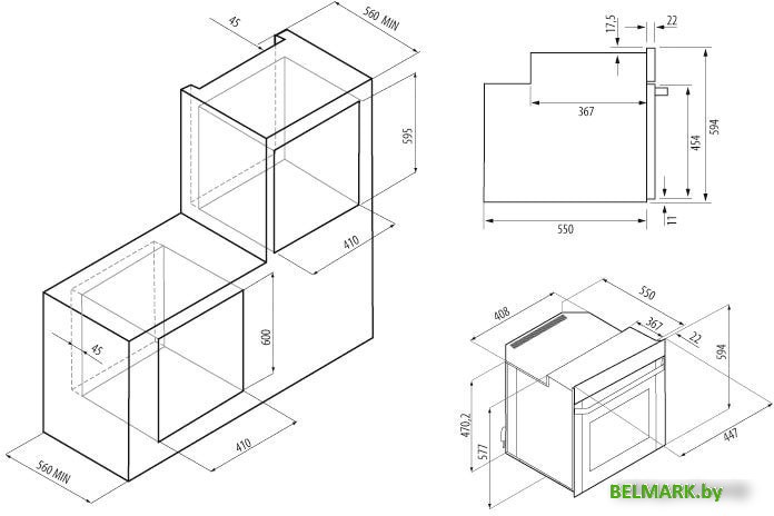 Электрический духовой шкаф Krona Sonata 45 BL - фото2