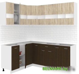 Угловая кухня Кортекс-мебель Корнелия Экстра 1.5x1.9 без столешницы (дуб сонома/венге) - фото