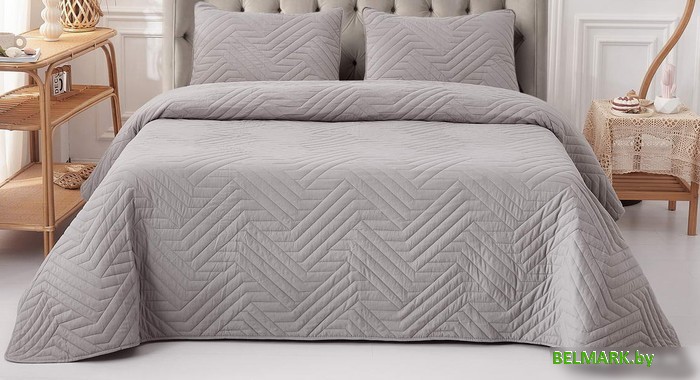 Набор текстиля для спальни Sofi De MarkO Мориц 160х220 Пок-Мц-ср-160х220 (серый) - фото