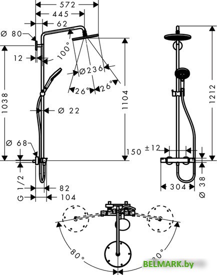 Душевая система Hansgrohe Raindance Select S 240 Showerpipe [27116000] - фото2