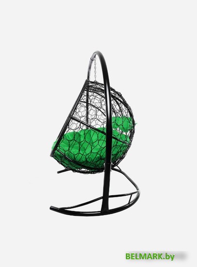 Подвесной диван M-Group Лежебока 11180404 (с черным ротангом/зеленая подушка) - фото2