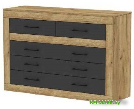 Комод Интерлиния Loft LT-5Ш (дуб золотой-антрацит) - фото