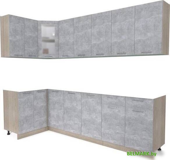 Готовая кухня Интерлиния Мила 12x26 без столешницы (бетон) - фото