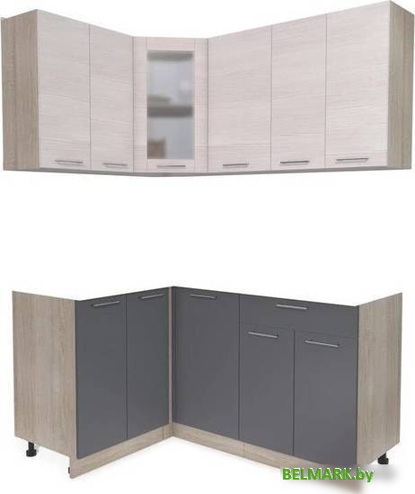 Готовая кухня Интерлиния Мила 12x16 без столешницы (вудлайн кремовый/антрацит) - фото