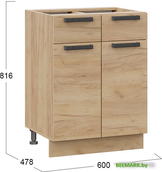 Шкаф напольный Трия Детройт 1Н6Я1 (дуб крафт золотой) - фото2