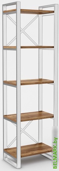 Стеллаж Hype Mebel Стандарт 80x200 (белый/дуб галифакс олово) - фото