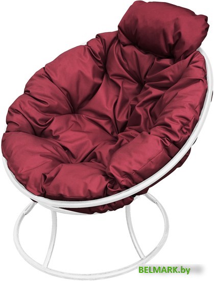 Кресло M-Group Папасан мини 12060102 (белый/бордовая подушка) - фото