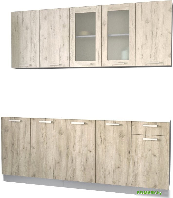 Готовая кухня Интерлиния Мила 20 без столешницы (дуб белый/дуб серый) - фото