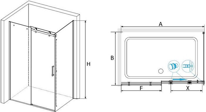 Душевой уголок RGW TO-44-1B (TO-14B + Z-060-2B) 020744148-14 140x80 (черный/прозрачное стекло) - фото2
