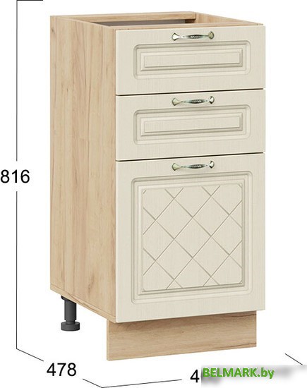 Шкаф напольный Трия Бьянка 1Н4Я3 (дуб крафт золотой/дуб ваниль) - фото2