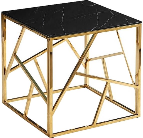 Журнальный столик Signal Escada B II ESCADABCZMAZL (эффект черного мрамора/золотой) - фото