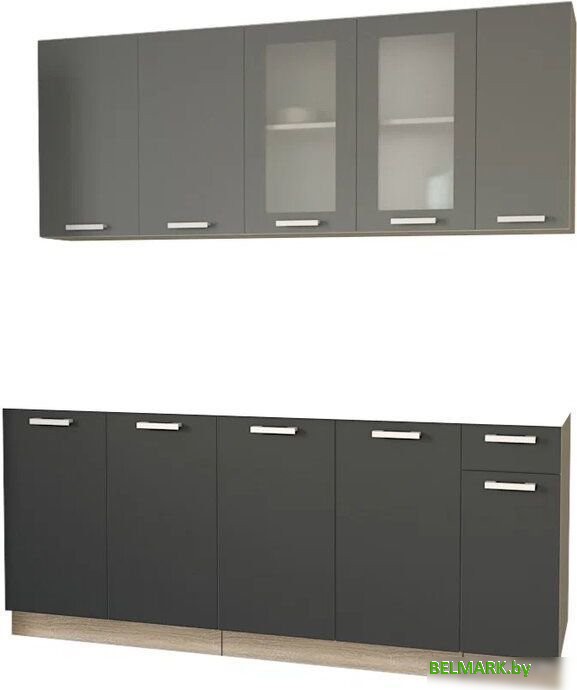 Готовая кухня Интерлиния Мила 19 без столешницы (серебристый/антрацит) - фото