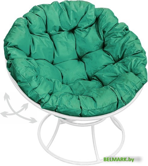 Кресло M-Group Папасан пружинка 12040104 (белый/зеленая подушка) - фото